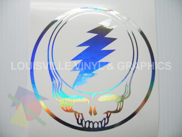 Silver Holograph Grateful Dead Steal Your Face Decal  