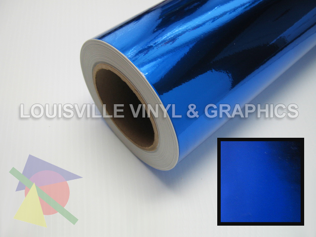 25 Wide Blue Chrome Polished Vinyl Sign Film Roll  